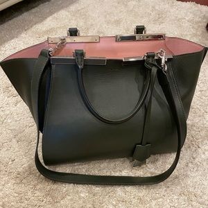 Fendi dark green leather 3 jours tote authentic and like new